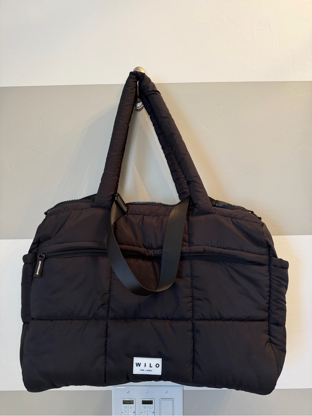 WILO Black Quilted Puffer large Tote Bag
